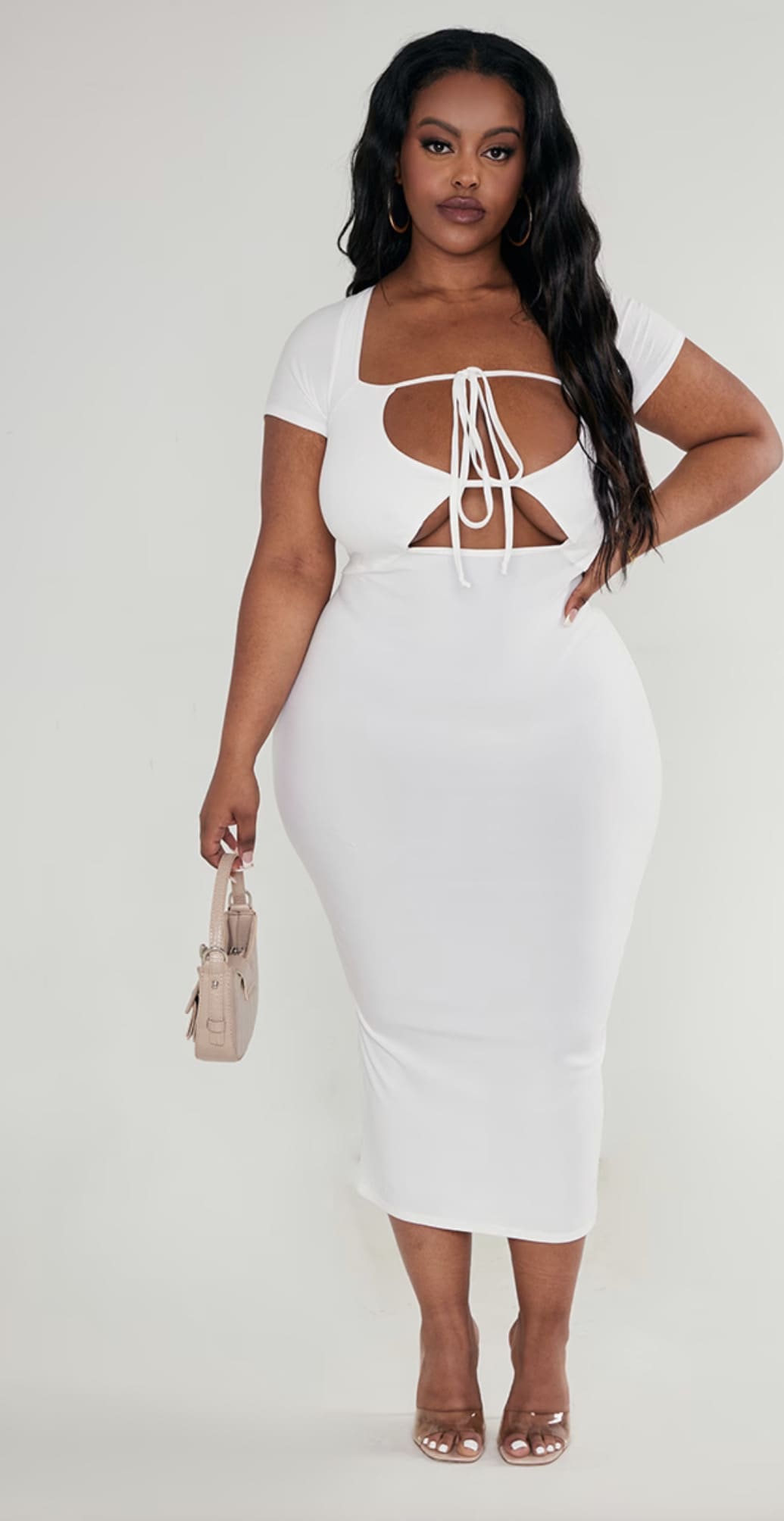 Jersey Cut Out Dress White 20