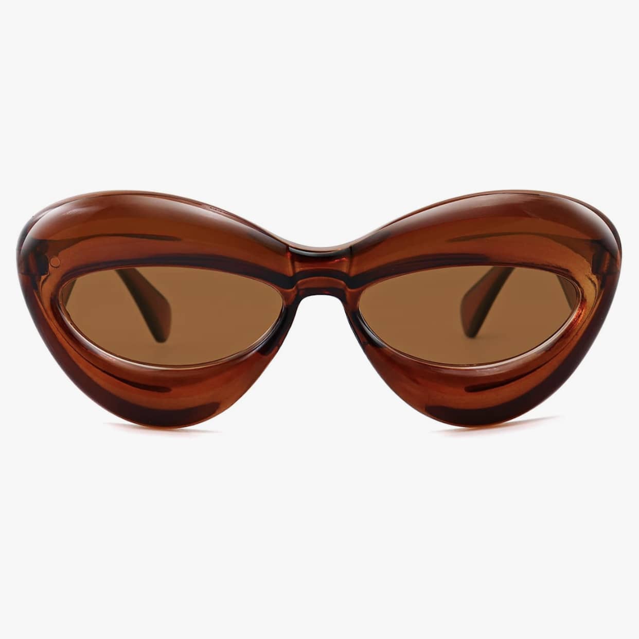 Inflated Lip Sunglasses-Brown